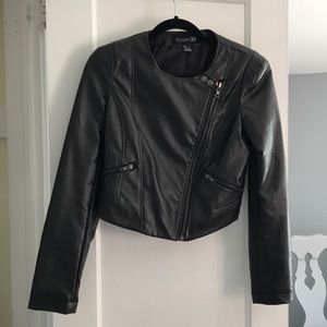 Faux black leather moto jacket
